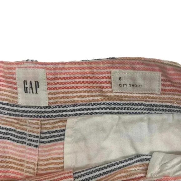 {GAP} "Mid Rise 3" City Shorts in Coral Stripe" Chino Flat Front Dress Shorts - Picture 3 of 4